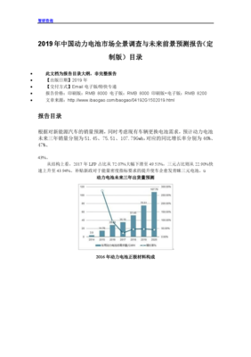2019年中國動力電池市場全景調查與未來前景預測報告(定制版)目錄